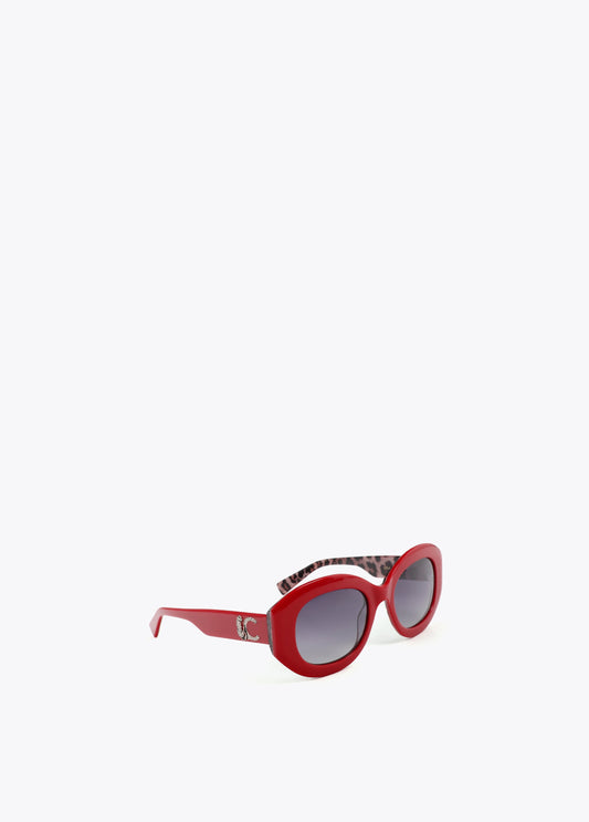Round-Shaped Sunglasses with Leopard Logo