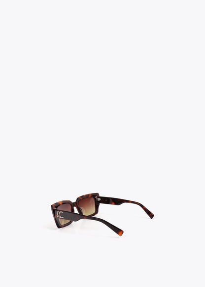 Rectangular Sunglasses with Leopard Logo