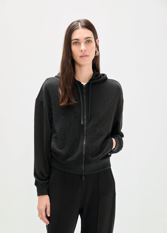 Scuba sweatshirt with front rhinestones