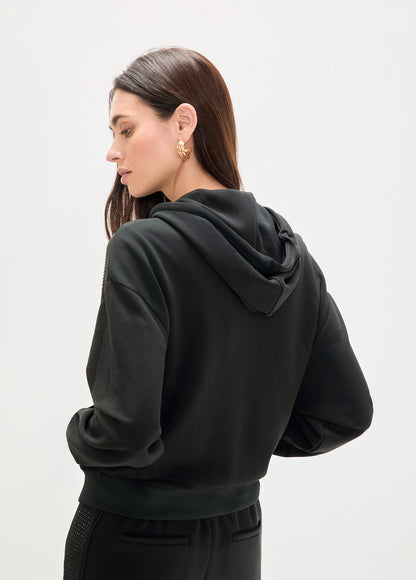 Scuba sweatshirt with front rhinestones