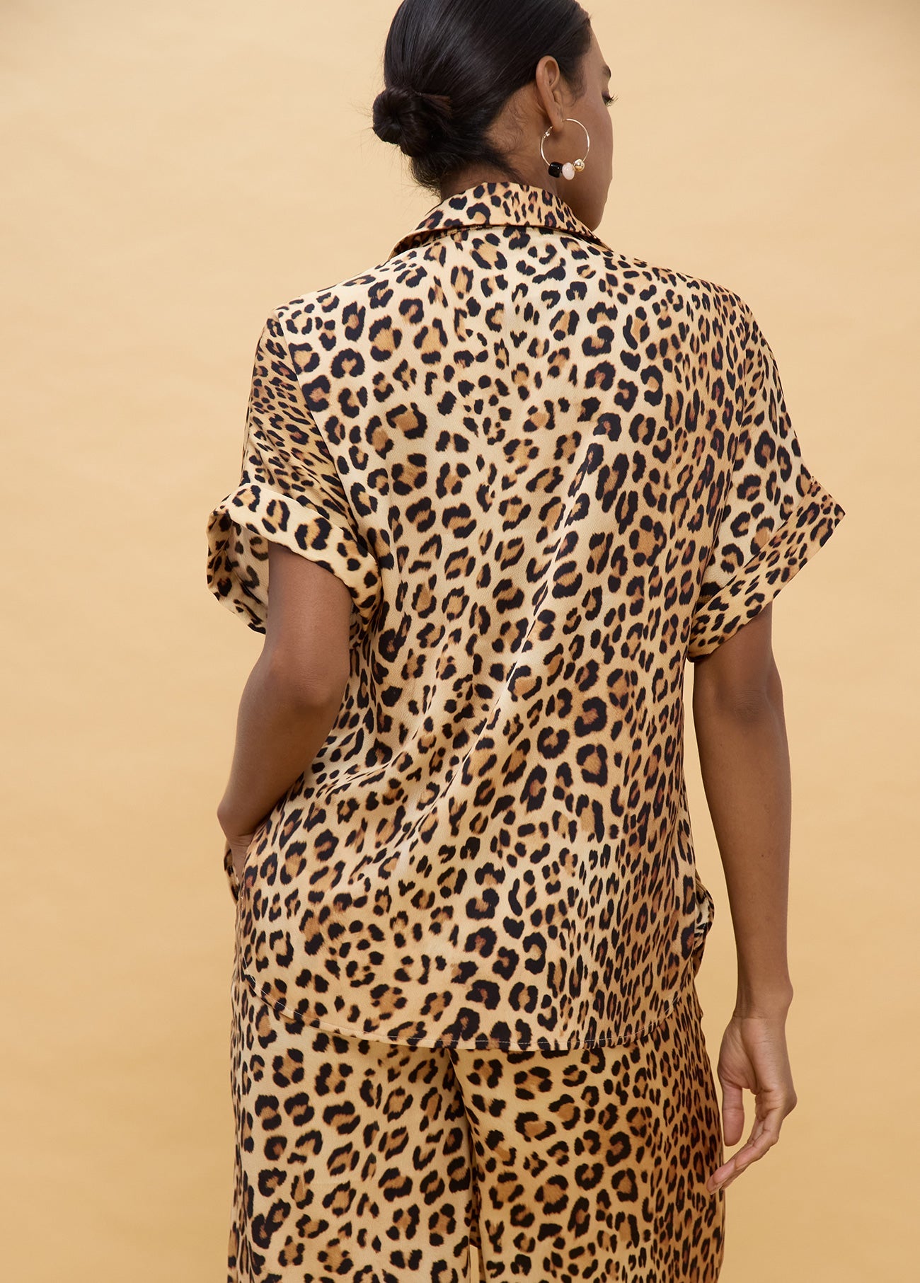 Short Sleeve Knot Animal Print Shirt