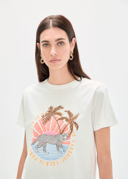 Animal Print T-Shirt with Palm Trees