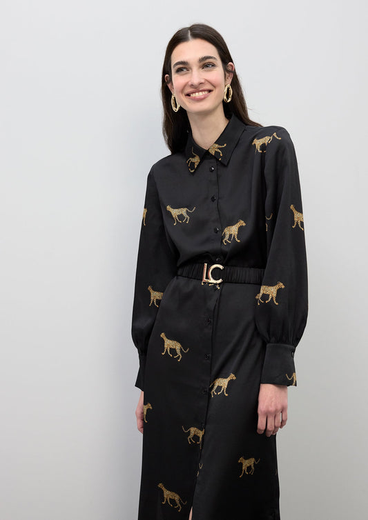 Leopard Print Satin Dress