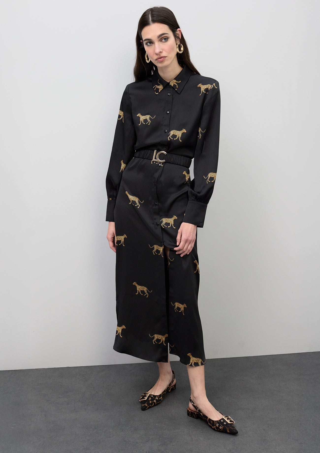 Leopard Print Satin Dress