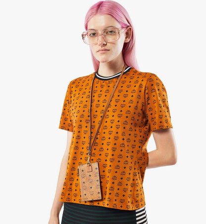 MXZAAVI08CO001-Lanyard Card Holder in Visetos Original|COGNAC