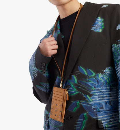 MXZAAVI08CO001-Lanyard Card Holder in Visetos Original|COGNAC