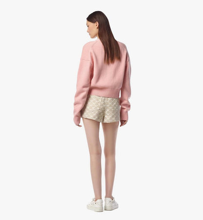 MFDFSMM01Q200L-Laurel Cropped Cardigan in Wool and Recycled Cashmere|BLUSH PINK