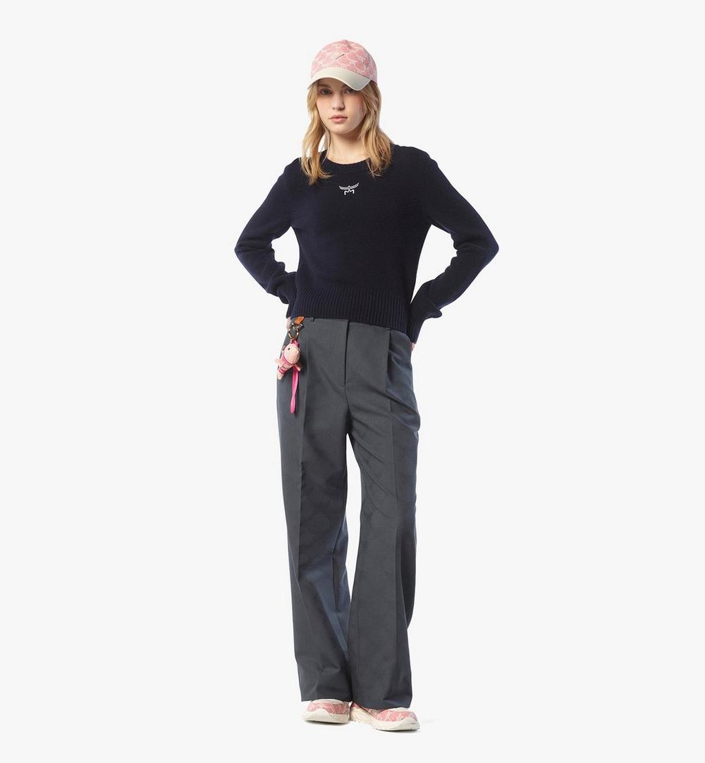 MFEFSMM01VC00S-Laurel Cropped Sweater in Wool and Recycled Cashmere|NAVY BLAZER