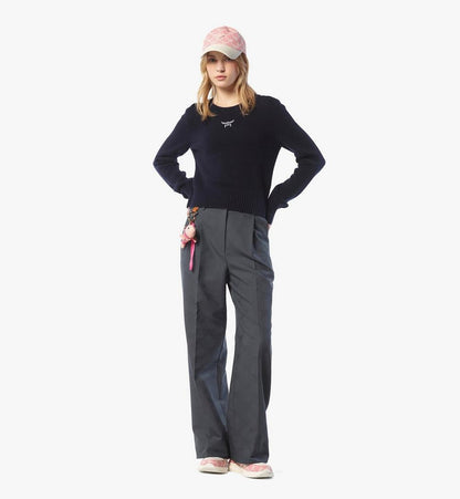 MFEFSMM01VC00S-Laurel Cropped Sweater in Wool and Recycled Cashmere|NAVY BLAZER