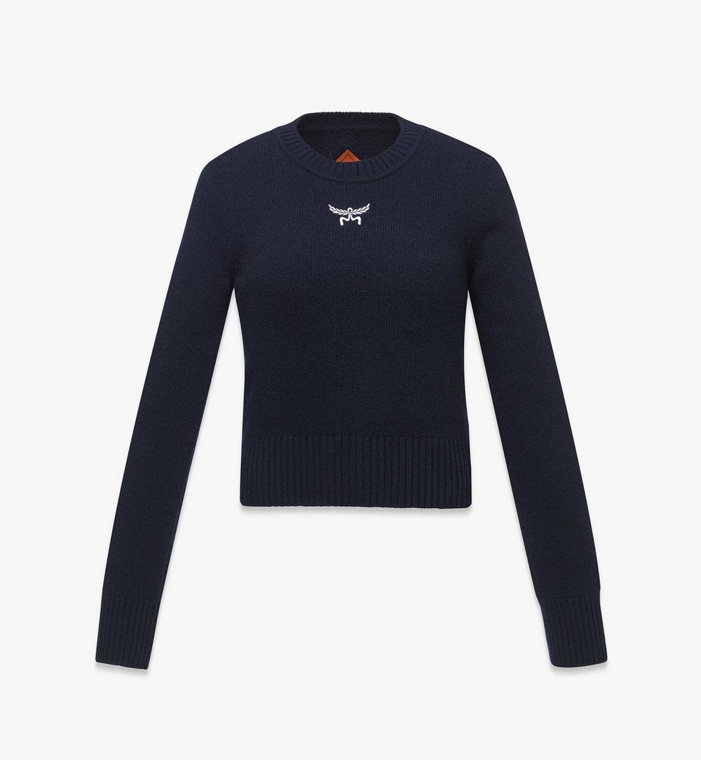 MFEFSMM01VC00L-Laurel Cropped Sweater in Wool and Recycled Cashmere|NAVY BLAZER
