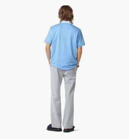 MHTFSMM01L80XL-Laurel Logo Print T-Shirt in Organic Cotton|DELLA ROBBIA BLUE