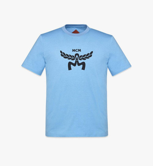 MHTFSMM01L800L-Laurel Logo Print T-Shirt in Organic Cotton|DELLA ROBBIA BLUE