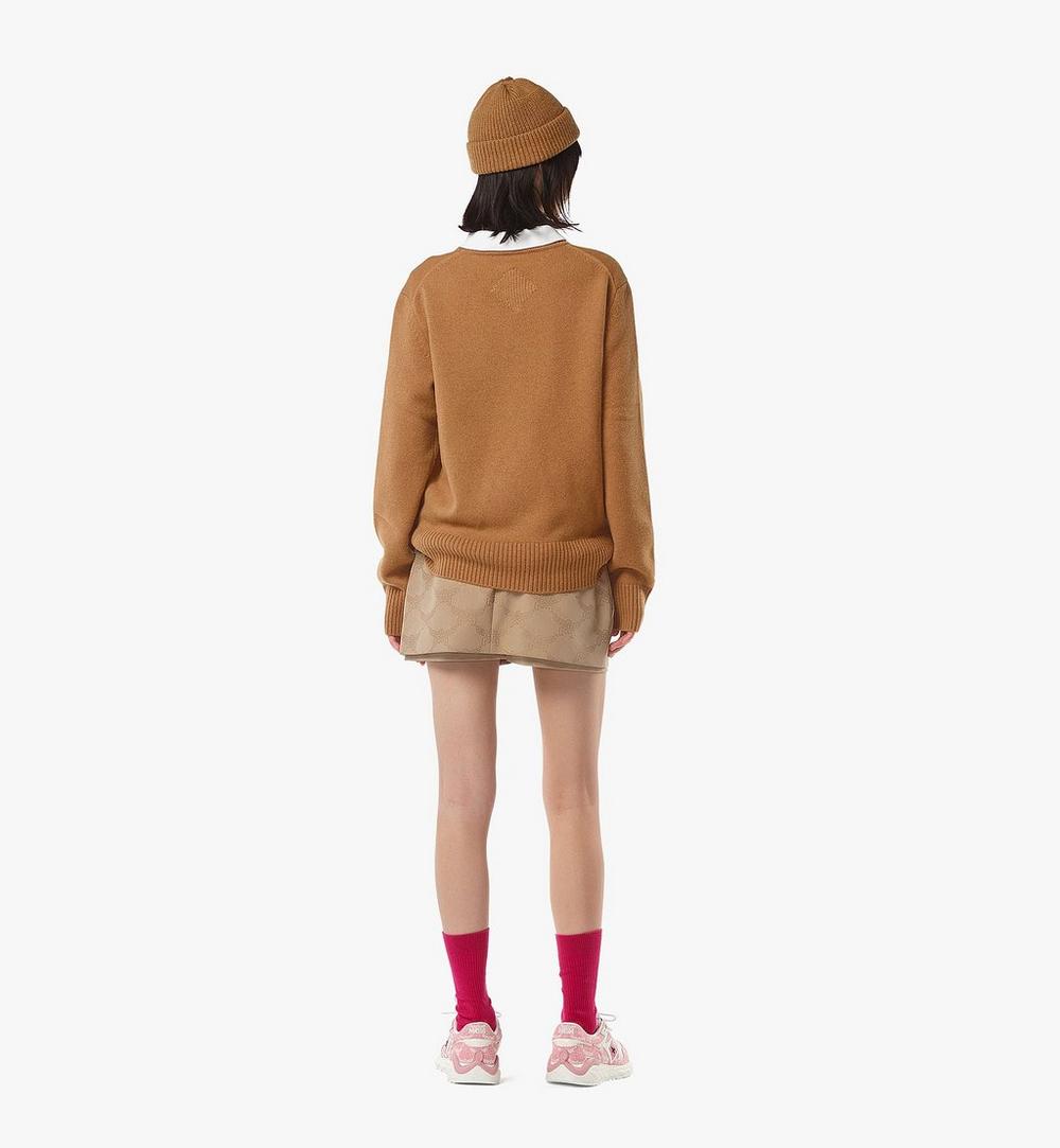 MHEESMM01CO00L-Laurel Sweater in Wool and Recycled Cashmere|COGNAC