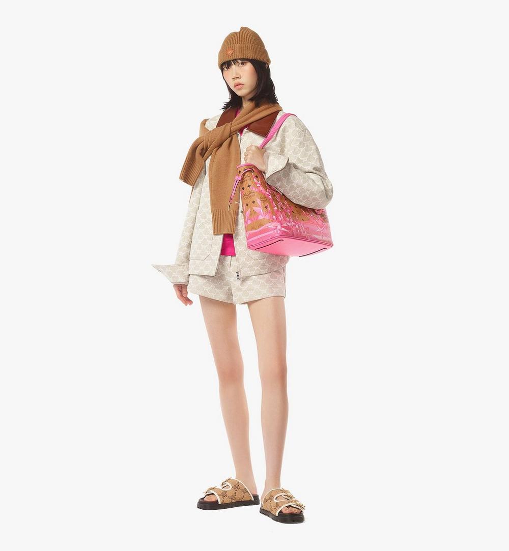 MWPFSLR05Q1001-Liz Shopper in Cubic Coral Visetos|SANGRIA SUNSET