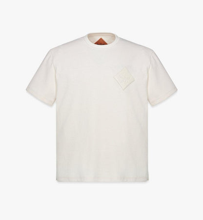 MHTESMM02WI00L-Logo Patch Bouclé T-Shirt|IVORY