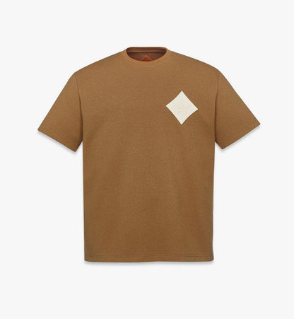 MHTESMM02CO00L-Logo Patch Bouclé T-Shirt|COGNAC