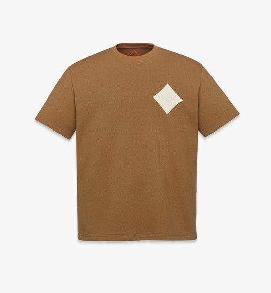 MHTESMM02CO00L-Logo Patch Bouclé T-Shirt|COGNAC
