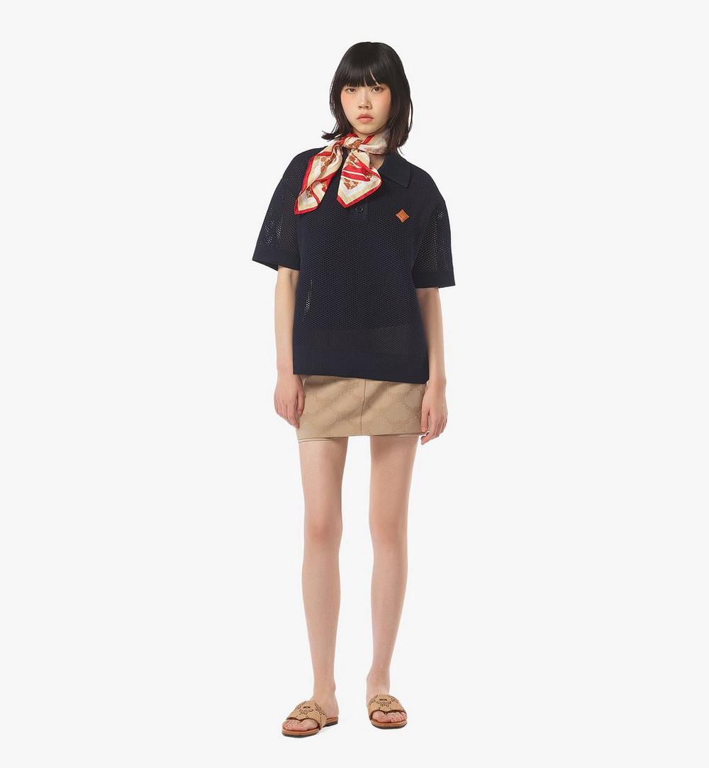 MHTFSMM11VC00M-Logo Patch Mesh Knit Polo|NAVY BLAZER