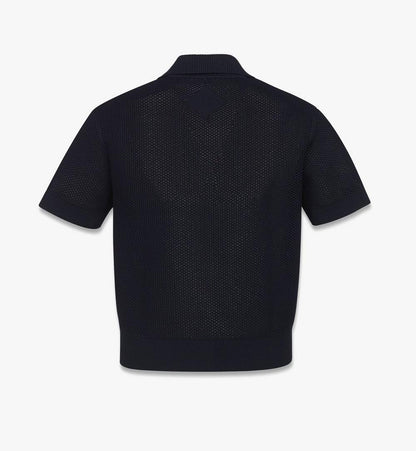 MHTFSMM11VC00S-Logo Patch Mesh Knit Polo|NAVY BLAZER