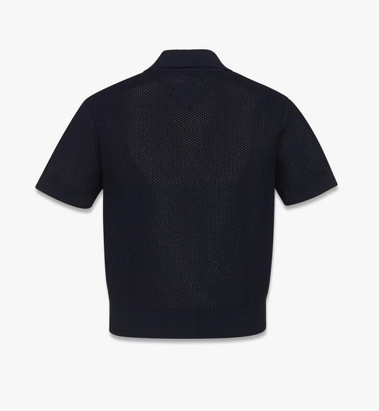 MHTFSMM11VC00S-Logo Patch Mesh Knit Polo|NAVY BLAZER
