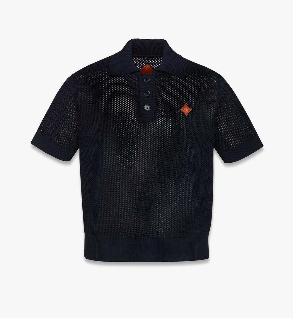 MHTFSMM11VC00M-Logo Patch Mesh Knit Polo|NAVY BLAZER