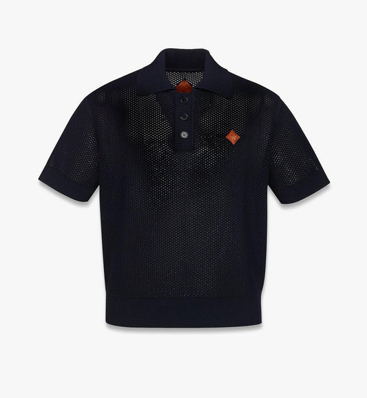 MHTFSMM11VC00M-Logo Patch Mesh Knit Polo|NAVY BLAZER