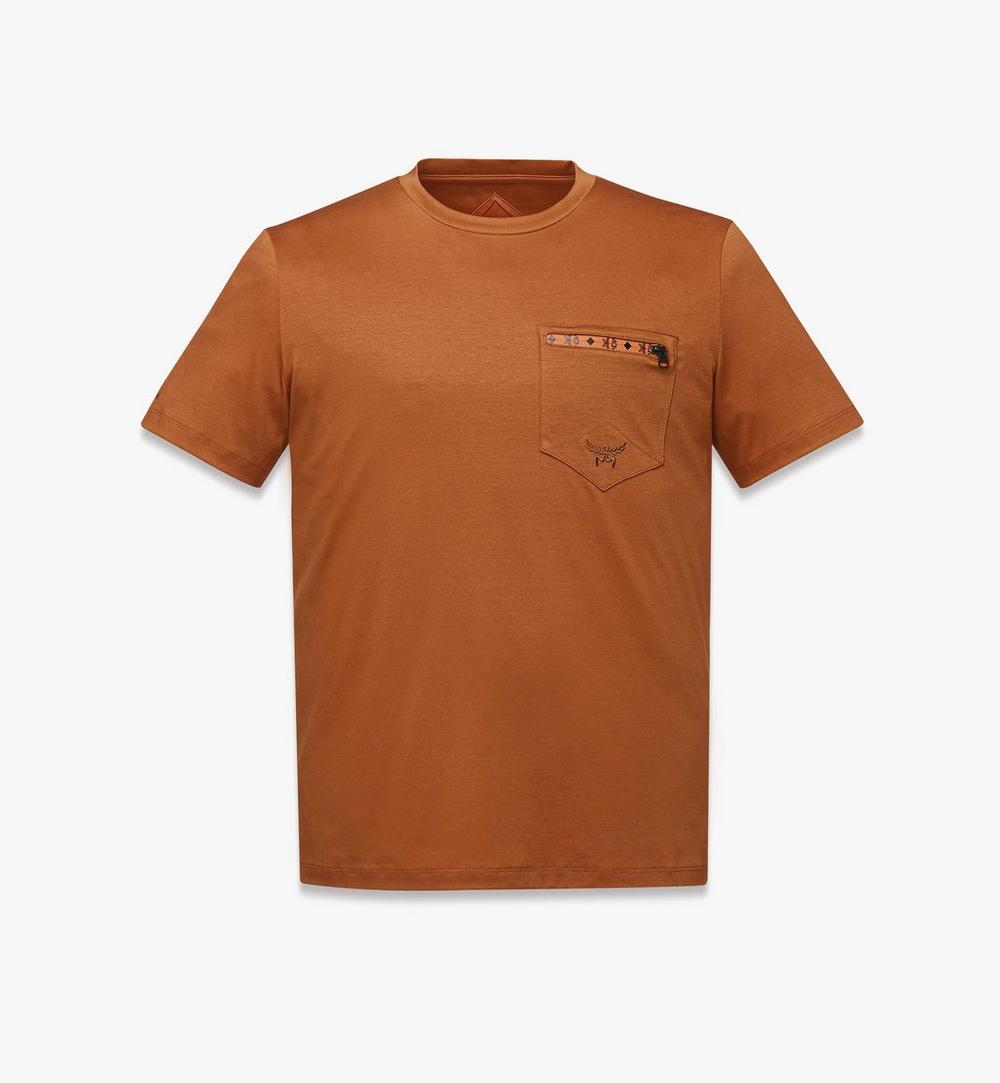 MHTFSMM05CO00L-M MCM COL ZIP PCK INTERLOCK T-SHI, LARGE|COGNAC