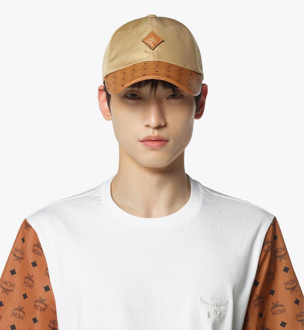 MECFAMM01IG001-MCM COL RE-NYLON LEATHER CAP I, ONE SIZE|BEIGE
