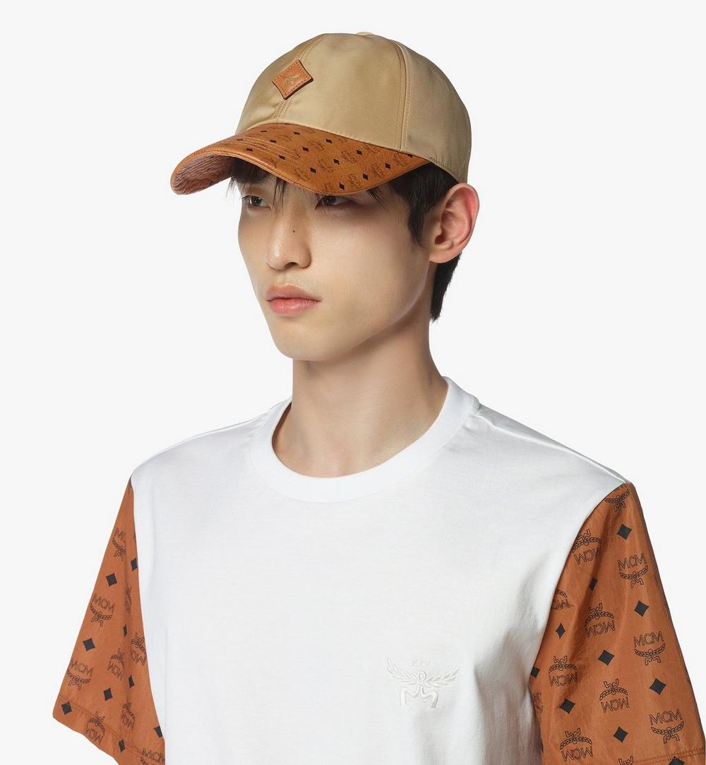 MECFAMM01IG001-MCM COL RE-NYLON LEATHER CAP I, ONE SIZE|BEIGE