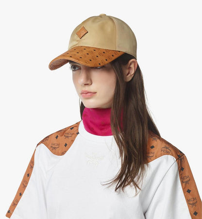 MECFAMM01IG001-MCM COL RE-NYLON LEATHER CAP I, ONE SIZE|BEIGE