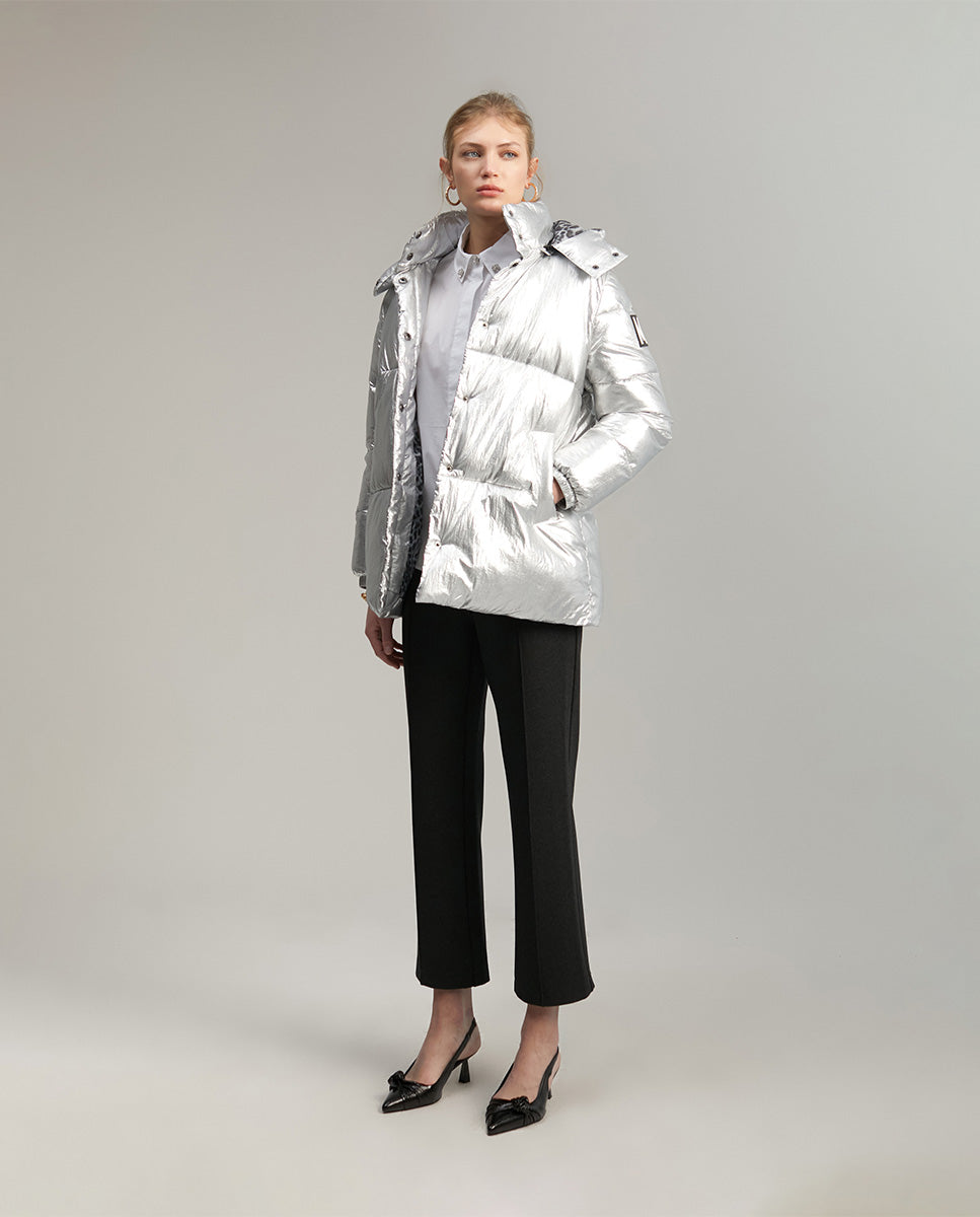 Metallic quilted anorak