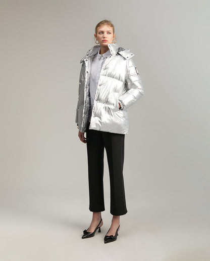 Metallic quilted anorak