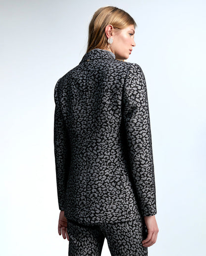 Animal print jacquard blazer