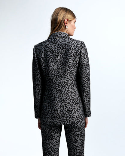 Animal print jacquard blazer