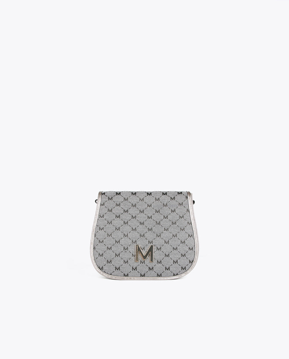 Grey jacquard crossbody bag