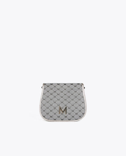 Grey jacquard crossbody bag