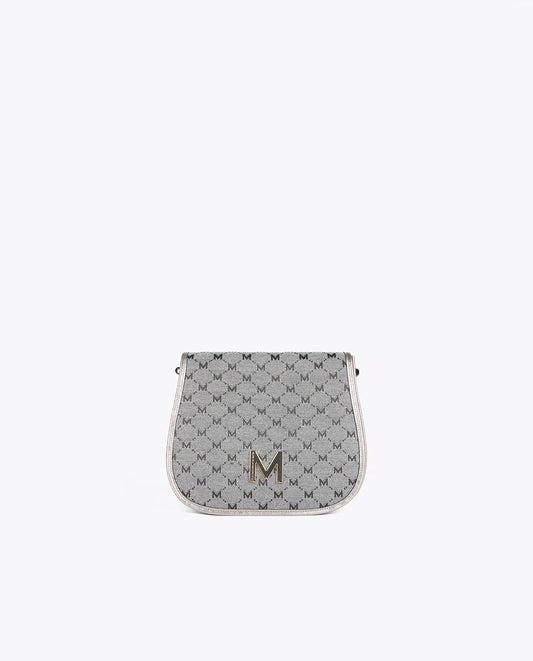 Grey jacquard crossbody bag