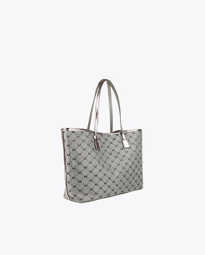 Grey monogrammed tote bag