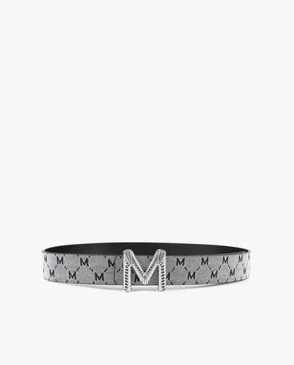Grey and black reversible belt