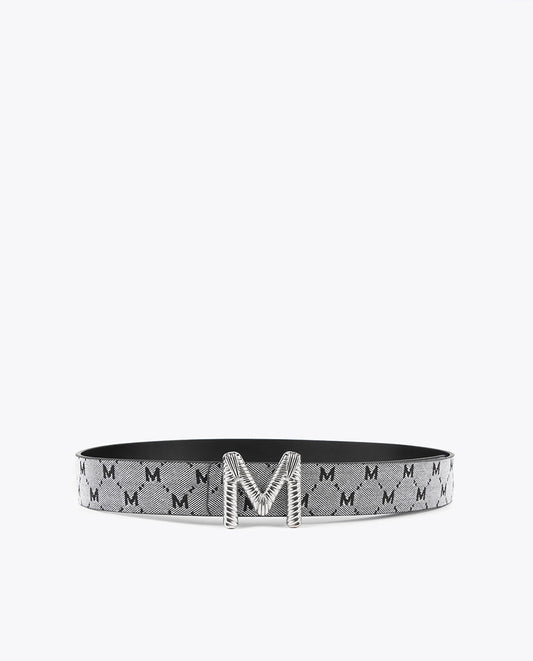 Grey and black reversible belt