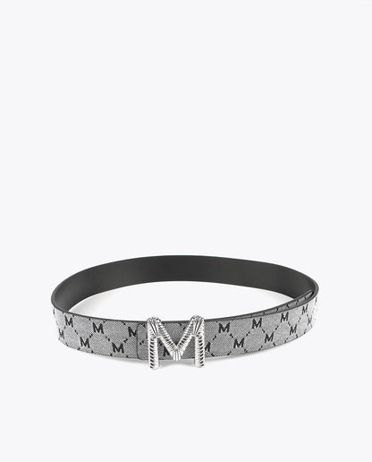 Grey and black reversible belt
