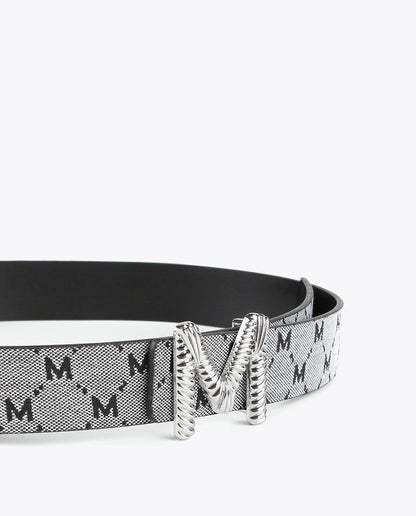 Grey and black reversible belt