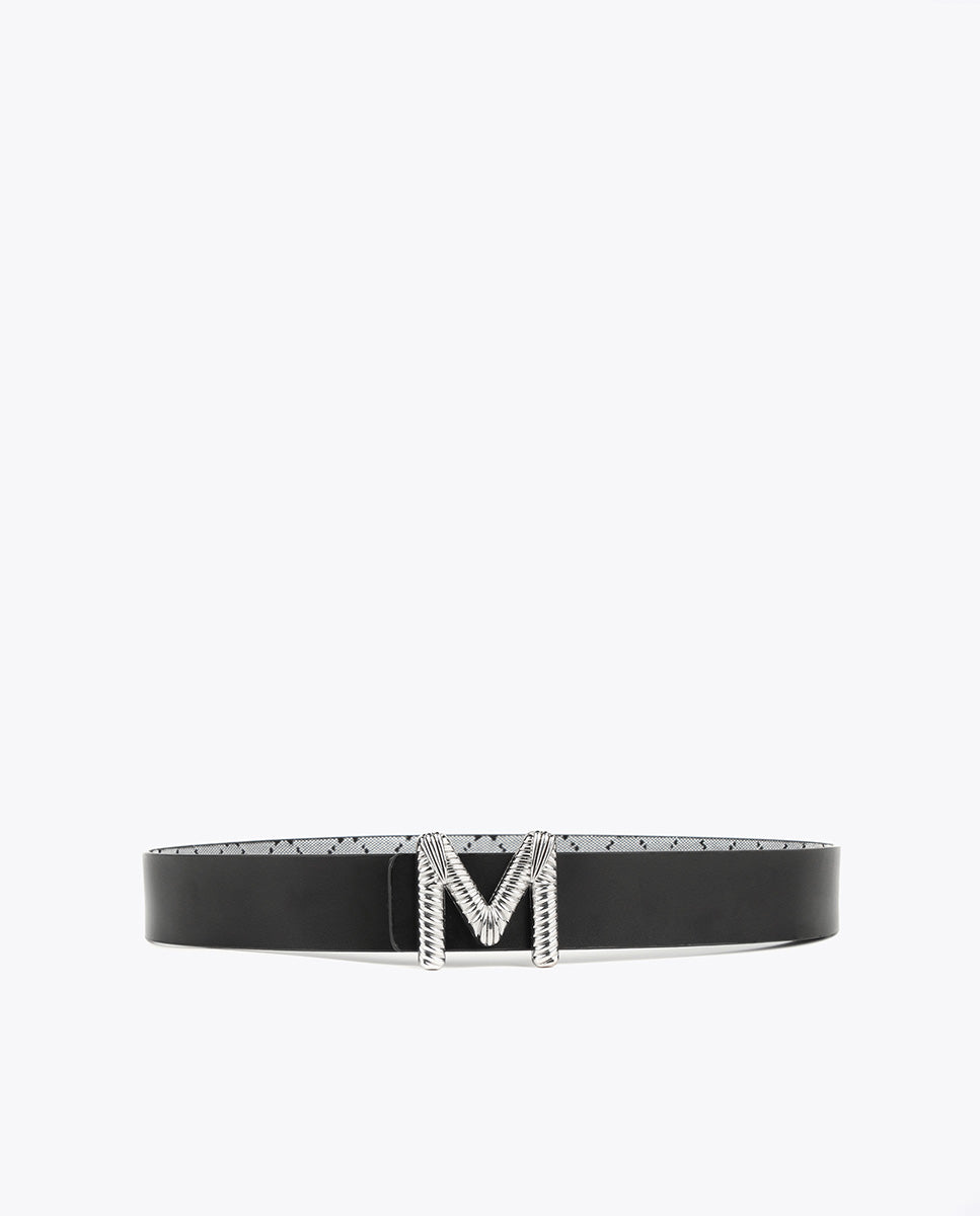 Grey and black reversible belt