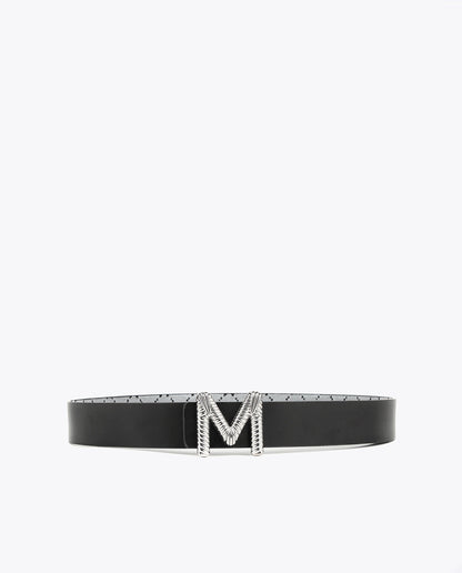 Grey and black reversible belt