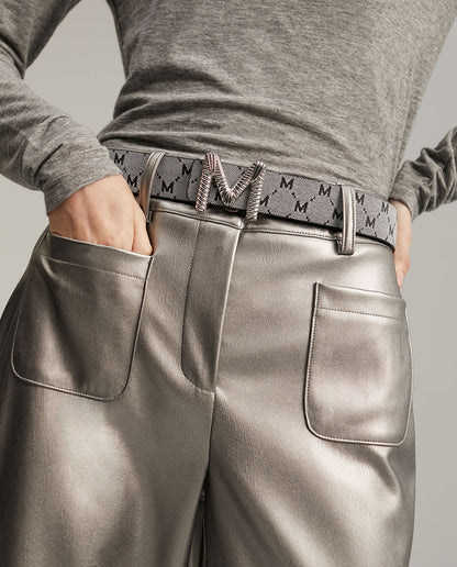 Grey and black reversible belt
