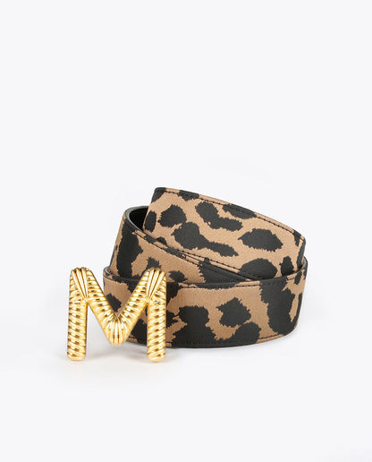 Reversible animal print and black belt