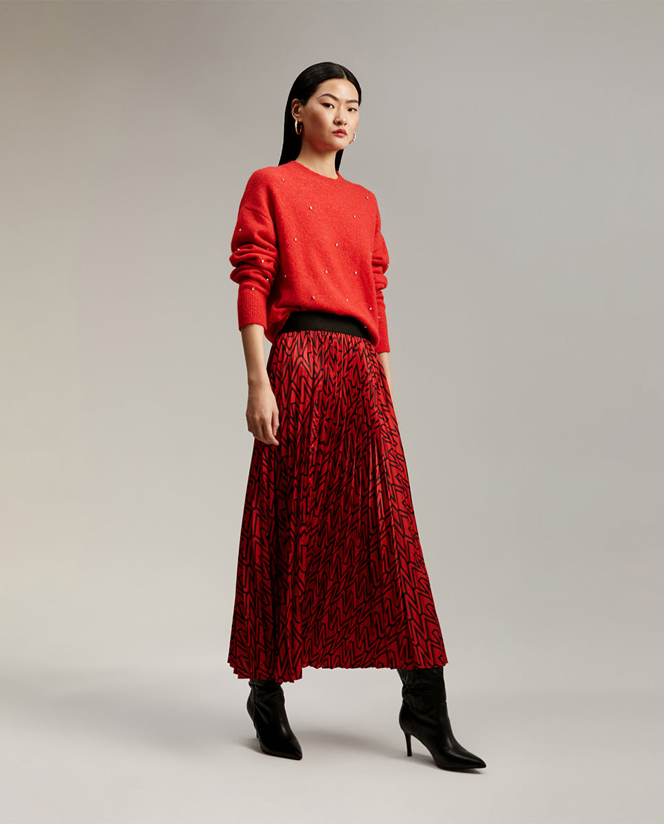Pleated monogram skirt