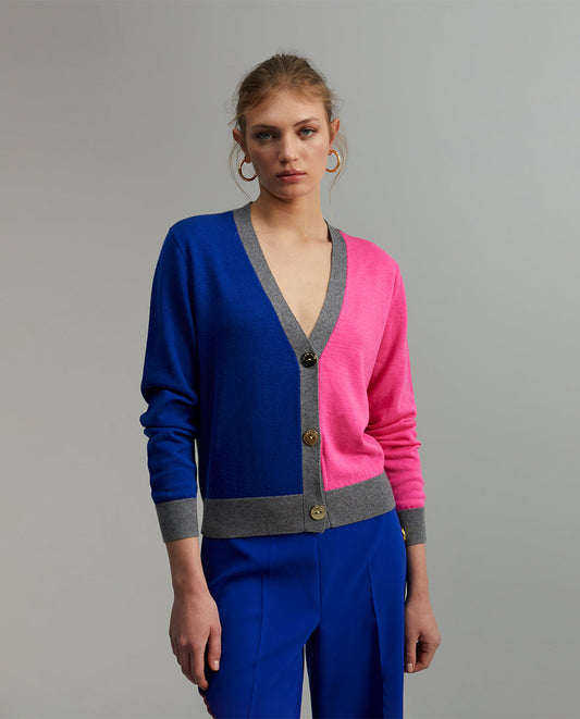 Three-tone cardigan