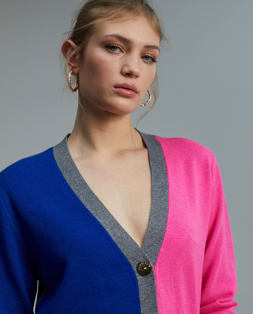 Three-tone cardigan