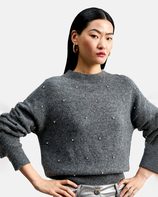 Sweater with crystal details
